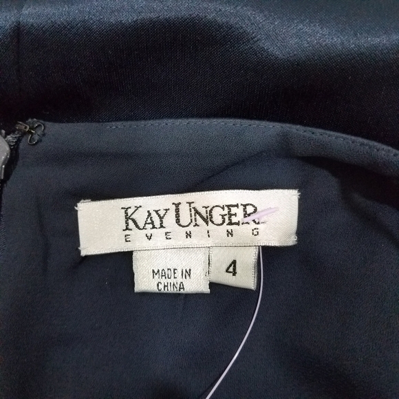 Kay Unger Evening Navy Blue Beaded Dress 4 - Picture 5 of 15